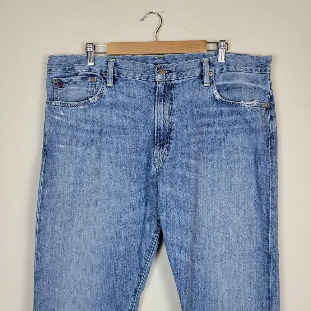 Polo Ralph Lauren Jeans 38x30 Blue Thompson Relaxed Straight Leg‎ Distressed